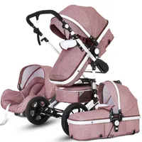Hög landskap baby barnvagn 3 i 1 het mamma barnvagn lyxig resor barnvagn korg baby bilstol och carrito