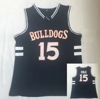 Hommes 15 J. Cole Bulldogs Jersey High School Jersey Real Broderie Shirt Top Quality Wholesale Film Basketball Porter Taille S-2XL