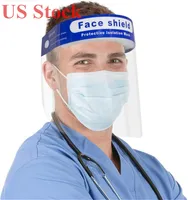 US Stock Ritlig Transparent skyddsmasksköld Engångssäkerhet Anti Fog Hat Cap Face Shield Mask DHL Snabb