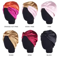 6 Farben Satin Bonnet Salon Motorhaube Nacht Hair Hut für natürliche lockige Haare Doppel Elastisch Bade Schlaf Frauen Head Cover Wrap Hat GD446