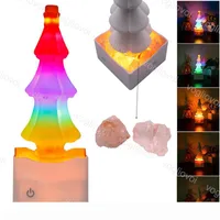 Night Light Choinki Lampa Atmosfera USB Rechargeable Dekoracji Tabeli Dotykowy Przełącznik Kolorowe LED Crystal Salt Home PC Trwałe DHL