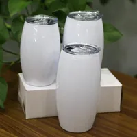 15oz昇華卵マグカップ熱伝達ワインタンブラーステンレス鋼カップ二重壁真空ビール瓶フットボール形マグ蓋ストローA11