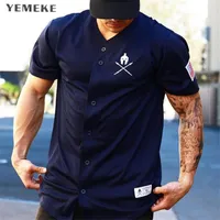 Yemke Fitnessstudios T-Shirt Marke Kleidung Fitness T-Shirt Kompression Kurzarm T-Shirt Bodybuilding Workout Tee-Shirt