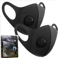 Máscara de cara de diseñador con válvulas de respiración Filtro de aire Lavable Reutilizable Máscaras adultas Esponjas Black Protective Face Mascarilla con embalaje de moda