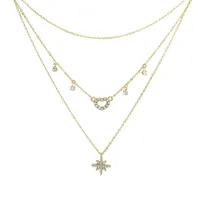 Diamant-Liebes-Kreuz-Halskette Drei-Schicht-Halskettenfrauen-Diamant-Designer-Halskette hohler hängende Halskette für Geschenk-Großverkauf