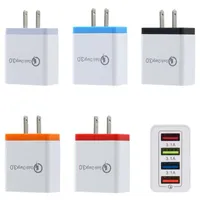 QC3.0 4 Poorten USB Wall Charger 5 V 3A EU US Plug Fast Charging Travel Adapter voor Samsung S8 Note10 LG
