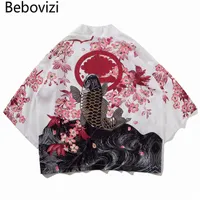 Азиатская мировая одежда Тихоокеанской островки Bebovizi японский стиль Koi Kimono Tokyo Streetwear Haori Мужчины женщины кардиган J ...