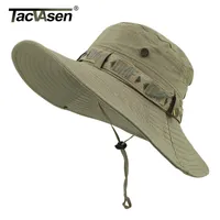 TACVASEN Army Men Tactical Sniper Шляпа Рыба Sun Boonie Шляпа лето Защита от солнца Сафари Cap Мужчины Военные Похода Hunt Шляпы Caps Y200619