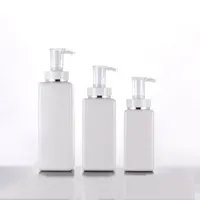Beyaz Pet Kare Losyon Pompası Şişeleri Alkol Jel Dezenfektan Şampuan El Dezenfektanı Şişe 100ml 200ml 300ml 500ml Kozmetik Alt Ambalaj Plastik Şişe