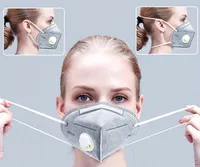 KN 95% Filtr twarz Maska wielokrotnego użytku Oddychanie Zawór respiratora 6 Warstwa Maska Ochronna Designer Maski Dorosłych Moda Czarna Twarz Tarcza DHL