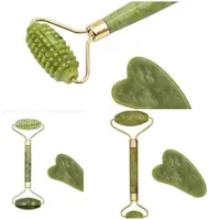 Xiuyan Jade Roller Massor-Stick Anti-Falten-Massage Schönheit Instrument Herzform Guasha Brett Hautpflege Accessoires 5HH D2