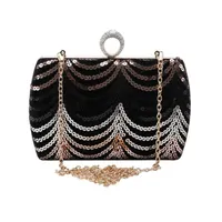 ABERA 2020 women sequins evening clutch diamond ring clutch wallets bling wedding party bags with chain drop shipping MN1331