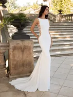 2021 New Mermad vestidos de noiva nupcial Soft cetim appliques vestido de festa de casamento vintage aberta trens de volta trens princesa vestido