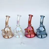 6 "Fumed Color Bell Form Hookah Mini Curved Neck Glass Bong för rökning