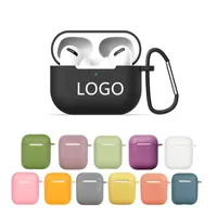 LOGO Gewohnheit ultra dünne weiche Silikon-TPU-Abdeckung für Apple Airpods Fall für Airpods pro Hülle Wireless-Earbuds Beutel mit Schlüsselanhängern