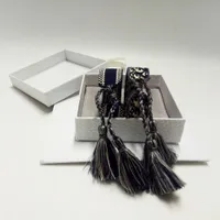 Hot Marca moda jóias para as mulheres Cotton Assinatura Carta tecido bordado tecido pulseira Bangle Tassel Lace-up Pulseira com caixa