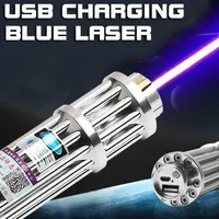 Foxlasers Blue Laser ficklampa USB Laddning 450nm Utomhus långdistansslaserpekare 5000m Långdistanssladdningsindikator Spara utomhuslampor