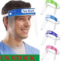 US! Stock Safety molti colori visiera trasparente maschera protettiva maschere di protezione piena faccia antinebbia Premium PET Materiale Protezione Facciale