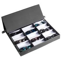 Joyería de cuero Caja de acabado Colección portátil Caja de gafas Gafas de sol Pantalla Soporte de almacenamiento
