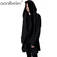Aonibeier Männer Kapuzenpulli mit schwarzem Kleid Hip Hop Mantel Hoodies Mode Jacke lange Ärmel Mantel des Mannes Mäntel Outwear CX200723