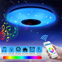 36W RGB Flush Mount Round Starlight Musik LED taklampan med Bluetooth-högtalare, dimbar färgbyte ljusarmatur