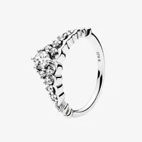 Donne CZ Diamond Ring Wedding Anello di fidanzamento Gioielli regalo per Pandora 925 Sterling Silver Fairy Tale Tiara Wishbone Anello con scatola originale