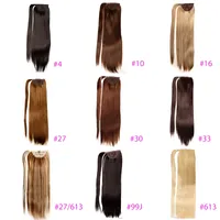 Greatremy 22&quot; Long Straight Wrap Around Ponytail Extension Synthetic Hairpiecs for Girls 10 Colors #10#16#27#27/613#30#33#4#6#613#99J