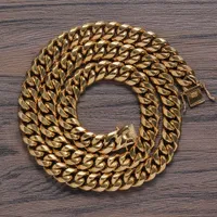 Mens rostfritt stål Chians halsband 14mm 18/20 / 24 / 30inch guldpläterad kubansk kedja halsband för män punk smycken grossist