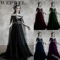 WEPBEL Lace Off-the-shoulder Queen Gown Cosplay Costume Maxi Dress S-5XL Plus Size Women Medieval Renaissance Dress