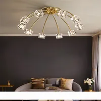 full copper bedroom ceiling light crystal chandelier lighting home creative personality pendant lights