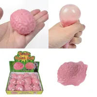 Forma 1pc cerebro tomate huevo de goma antiestrés Reliever Squeezes bola divertido juego juguete suave pegajoso Alivio de la novedad de simulación blando