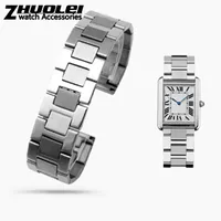 Luxe 316L roestvrijstalen armband voor tank solo polsband hoge kwaliteit merk horlogeband 16mm 17.5mm 20mm 23mm zilverkleur
