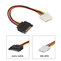 Ny SATA till IDE strömkabel 15-pin SATA Kvinna till Molex IDE 4 Pin Male Extensionskabel 15cm för hårddiskens strömförsörjning