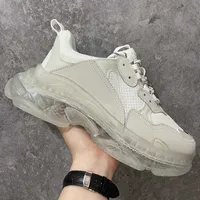 Dress Paris Casual Shoes Triple S Clear Sole Trainers Dad Shoe Sneaker Black Silver Crystal Bottom Mens Womens Superior Quality Chaussures