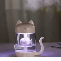 Brelong LED Kedi Nemlendirici Gece Işık Kapalı Renk Atmosfer Işıkları Renkli Karikatür Parlayan Oyuncak Beyaz Pembe Mavi Mor
