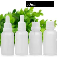 White Dropper Cap Glass Round Dropper Bottle 30ml Travel Portable Frosted Essential Oil Container 30 ml