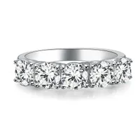 Sterling zilveren sieraden 2.5ct 5 stenen NSCD Diamond Ring voor Dames 18K Wit Vergulde Verjaardag Ringen Merkkwaliteit Luxe Vintage Sieraden Huwelijksgeschenk