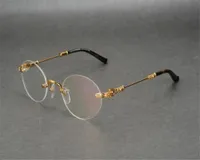 Unisex vintage affärsdesign oval rimless legering optisk glasögon ram silver guld märke myopi hyperopia goggle eyewear