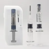 Sprut 1ml Luer Lock Glass Sprutor Injektor Mätmärke Tips med detaljhandelsförpackningsbox för 510 vapenpatroner tjock oljekassett