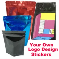 保育袋透明なプラスチックマイラーミニカスタムロゴジップロックバッグステッカーラベルキャンディギフト窓袋包装用無料船