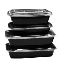 Caja de preparación de comidas de vajilla desechable 750ml Comida para llevar de plástico Comida para llevar Comida para llevar Microondas Cajas de almuerzo con tapa para cocina casera A09