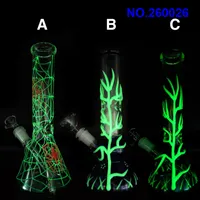 glass bong water pipe glow in dark green 10.5 Inch glass smoking pipes with 14mm Jolint Glass Downstem and bowl free shipping zz