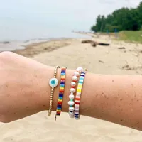 Boho wielokolorowe polimerowe koraliki gliny szkliwa dachówka bransoletki kobiety dziewczyna 2020 nowa moda czeski plaża wakacje urok bransoletka biżuteria