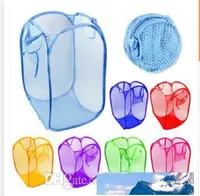 Laundry Basket Bag Foldable Pop Up Washing Clothes Hamper Mesh Storage Children&#039;s Toys Shoes Sundries Storage DHL Free Shipping