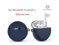 Solid Color Silicone Case Dla Huawei FreeBuds 3 Case Bezprzewodowe słuchawki Słuchawki Silikonowe Wouch Darmowe pąki 3 Ładowanie Case Cover Etui Housse