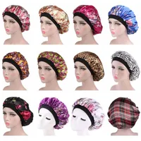 Nouvelle arrivée Fleur Imprimer Satin Nuit Chapeau Femmes Head Couverture Bonnet Sleeping Caps Soins des cheveux Accessoires de mode Livraison gratuite