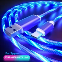 LED Glöd Flödande Typ C Kabel Lysande Streamer TPE Alloy Cables Laddning Micro USB-kabel för Huawei Samsung Xiaomi Android Wire Cord