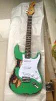 Free shipping! Wholesale antique old green ST electric guitar, as a gift to send friends. Professional guitar. 0516