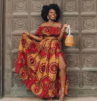 Kadınlar Robe Africaine için 2020 Haber Ankara Stil Afrika Giyim dashiki Baskı Üst Etekler Moda Tüy Parti Afrikalı Elbiseler