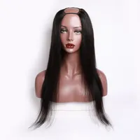 Modern Show 2x4 Silky Straight U Part Wig Human Hair Wigs Brasilian Remy Hair 150 Density Medium Cap Middle Part med naturlig färg